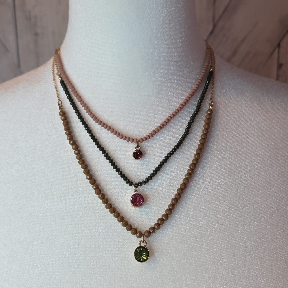 Park Lane Pink and Brown Multi-Layer Necklace
